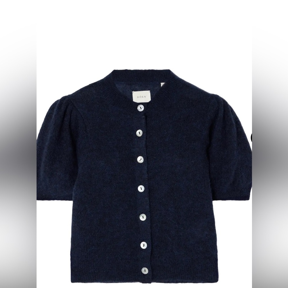Doen Anisa Cardigan in Navy Alpaca Wool Quiet Luxury Button-Up Sweater Large - Picture 6 of 6